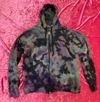 Image 2 of Abolition Unicorn - Purple, grey, and black splotch dyed hoodie- Medium