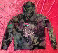 Image 1 of Abolition Unicorn - Purple, grey, and black splotch dyed hoodie- Medium