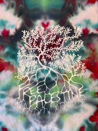 Image 2 of Free Palestine- Kaleidoscope Tie-Dye Green, Black, White, and Red Tee-2XL-1/4