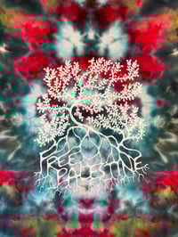 Image 2 of Free Palestine- Kaleidoscope Tie-Dye Green, Black, White, and Red Tee- 2XL 3/4