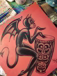 Image 2 of Deville Drum Original Acrylic on Wood Painting