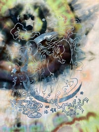 Image 2 of Abolition unicorn ~Screen printed green, blue, brown, purple & orange geode M cotton t shirt~