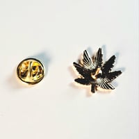 Image 3 of Weed Leaf With Golden Border Enamel Pin