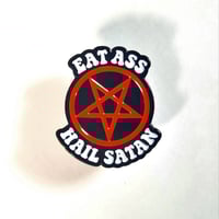 Image 1 of Eat Ass, Hail Satan Pentagram Enamel Pin