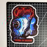 Image 2 of LARGE Obituary Cause Of Death Matte Vinyl Sticker