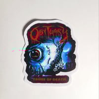 Image 1 of SMALL Obituary Cause Of Death Matte Vinyl Sticker 