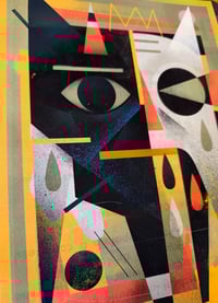 Image 2 of Abtract Cat ( with a white ear ) - Customised print - ONE OF A KIND