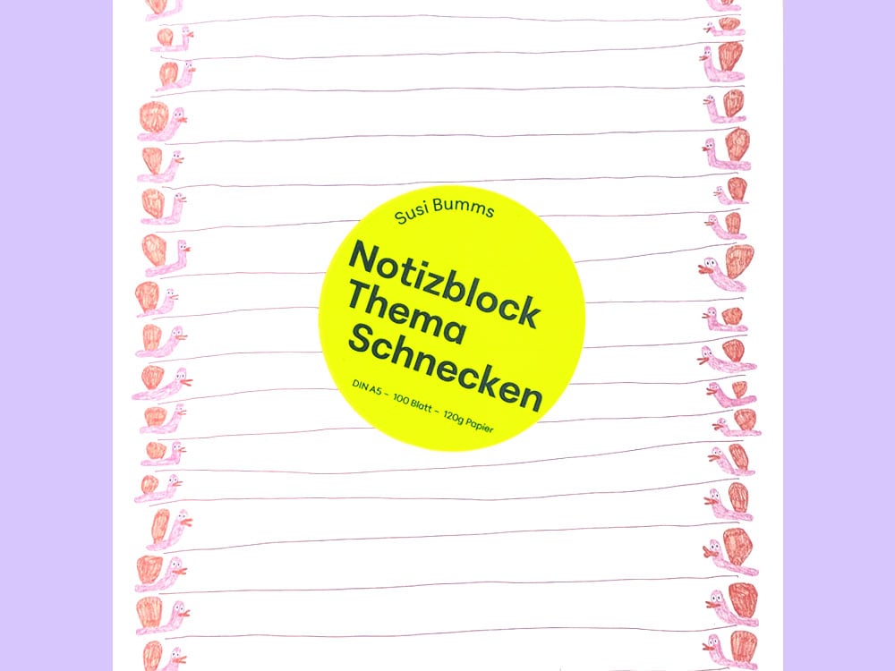 Image of NOTIZBLOCK Thema Schnecken - Susi Bumms Edition