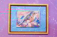 Image 1 of Pinson des arbres peinture acrylique originale sur bois- Original chaffinch painting in acrylic 