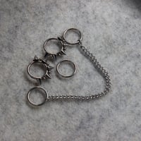 Image 3 of SPIKED CHAIN STACK - Hinged Segment Rings with Chain - Surgical Steel/Titanium - Stretched Ears