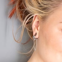 Image 1 of SPIKED CHAIN STACK - Hinged Segment Rings with Chain - Surgical Steel/Titanium - Stretched Ears