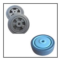 Image 1 of Rubber Castor Wheels in Black and Grey Ø160mm, sold in pairs