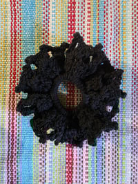 Image 1 of Cotton Crocheted Scrunchy Set - Black and Beige 