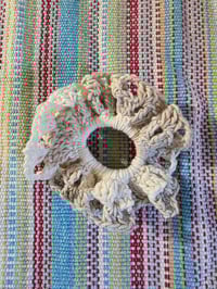 Image 3 of Cotton Crocheted Scrunchy Set - Black and Beige 
