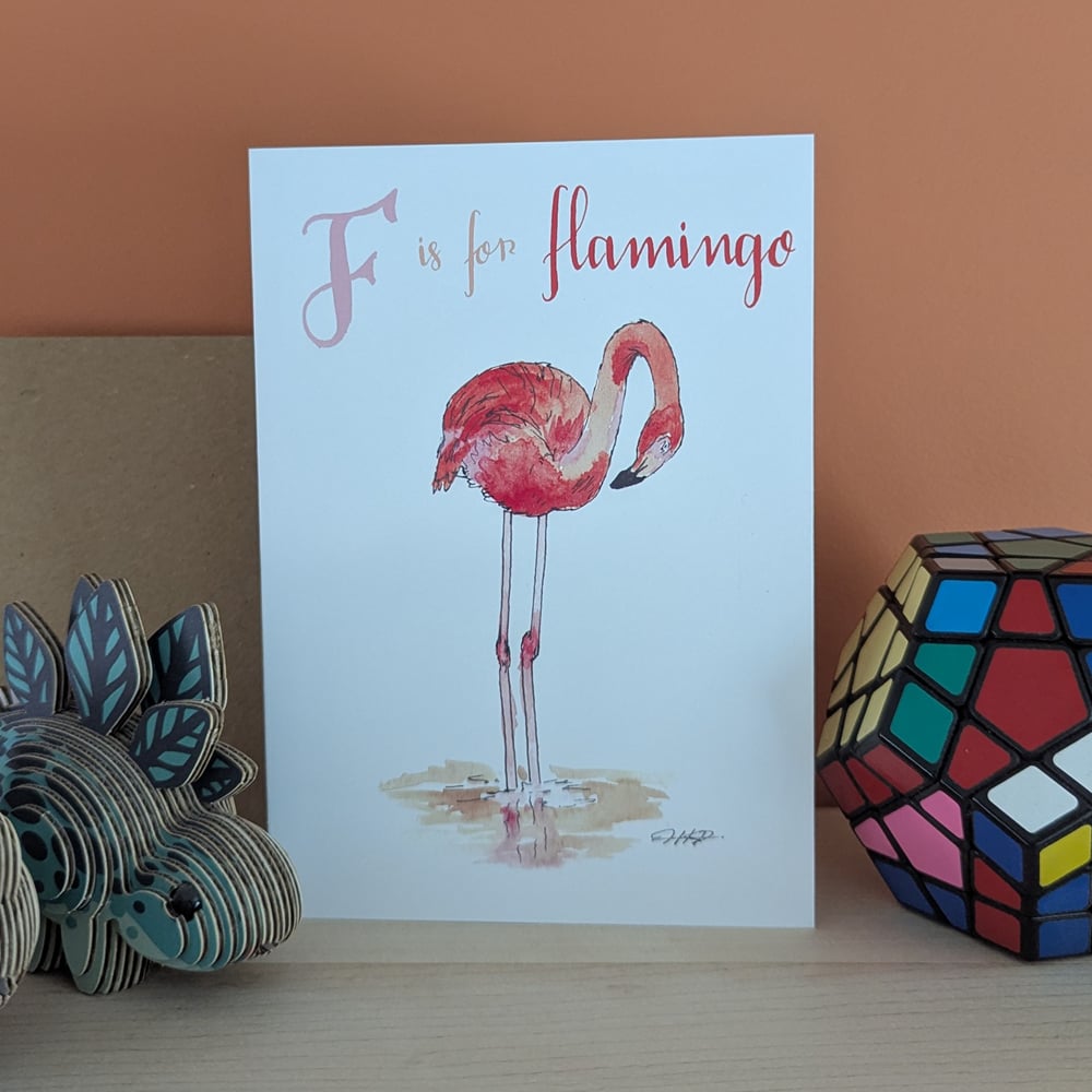Image of F is for Flamingo greeting card