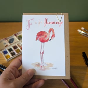 Image of F is for Flamingo greeting card