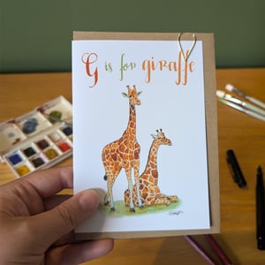 Image of G is for Giraffe greeting card