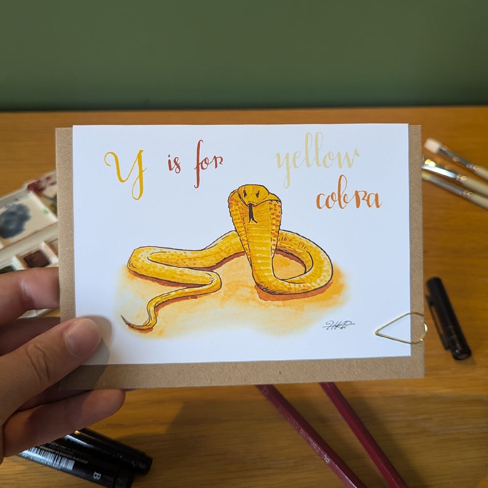 Image of Y is for Yellow Cobra greeting card