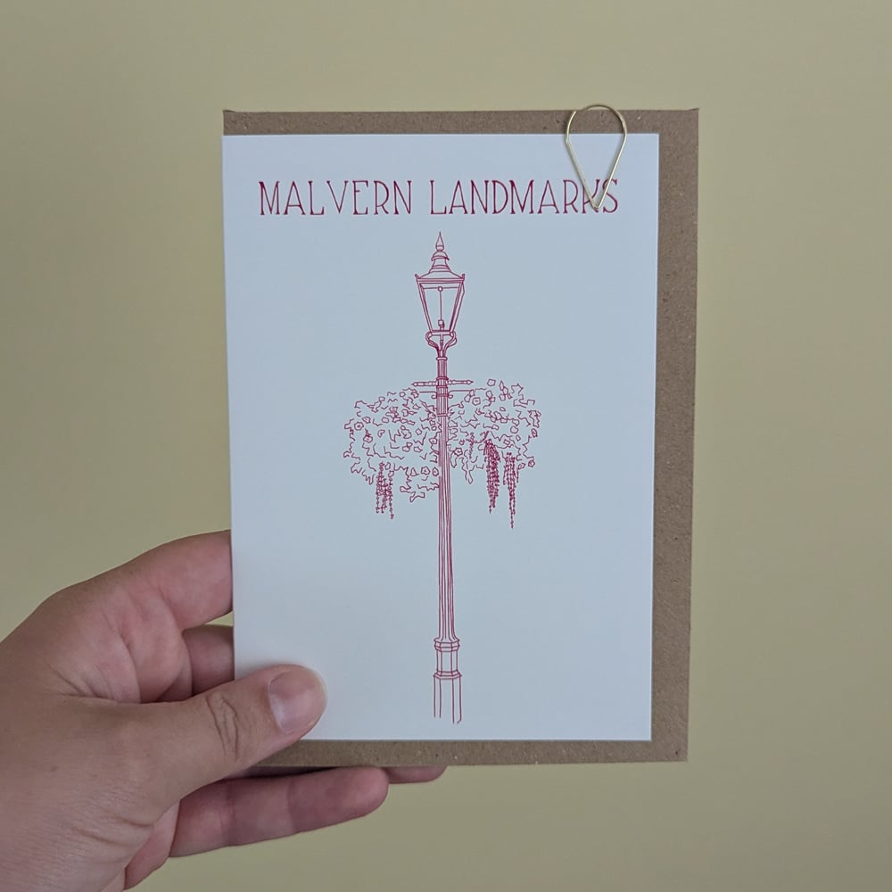 Image of Gas Lamp Post - Malvern Landmarks greeting card