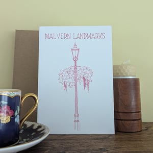 Image of Gas Lamp Post - Malvern Landmarks greeting card