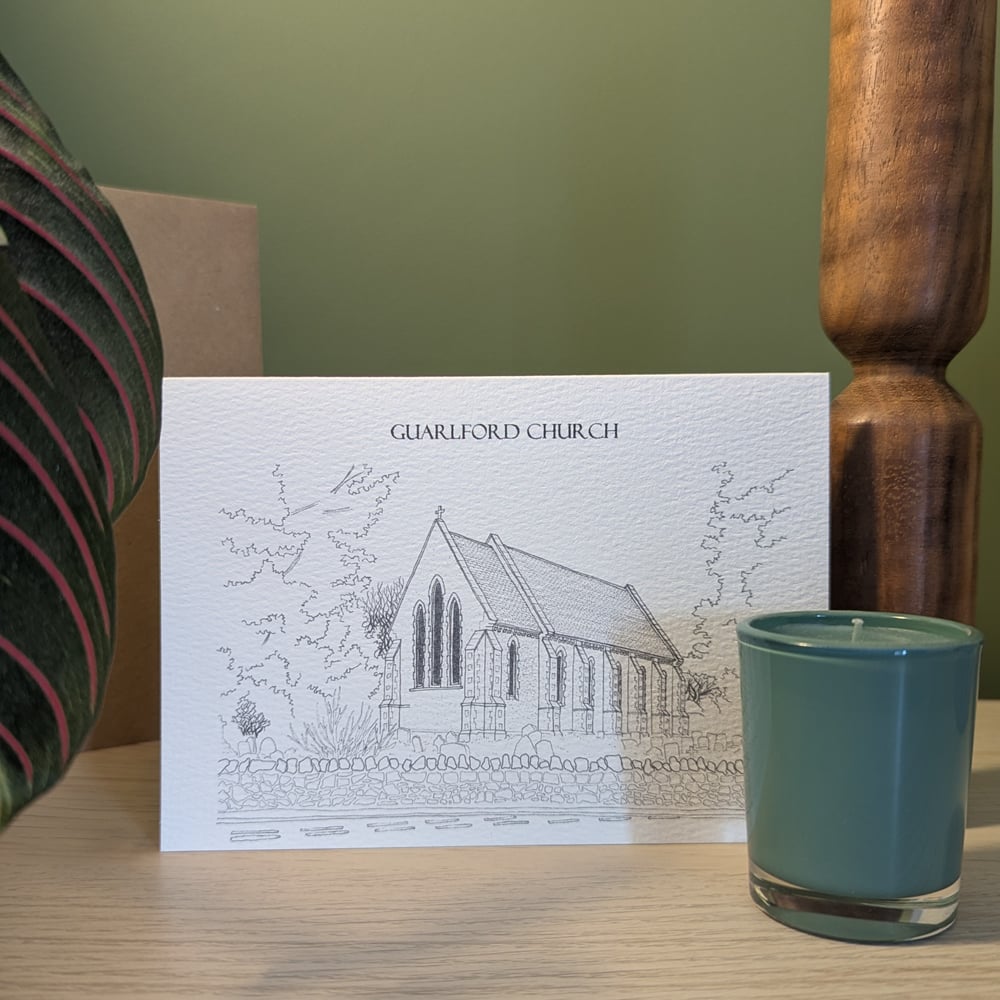 Image of Guarlford Church from the road - greeting card