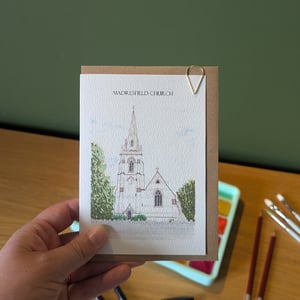 Image of Madresfield Church from the road - greeting card