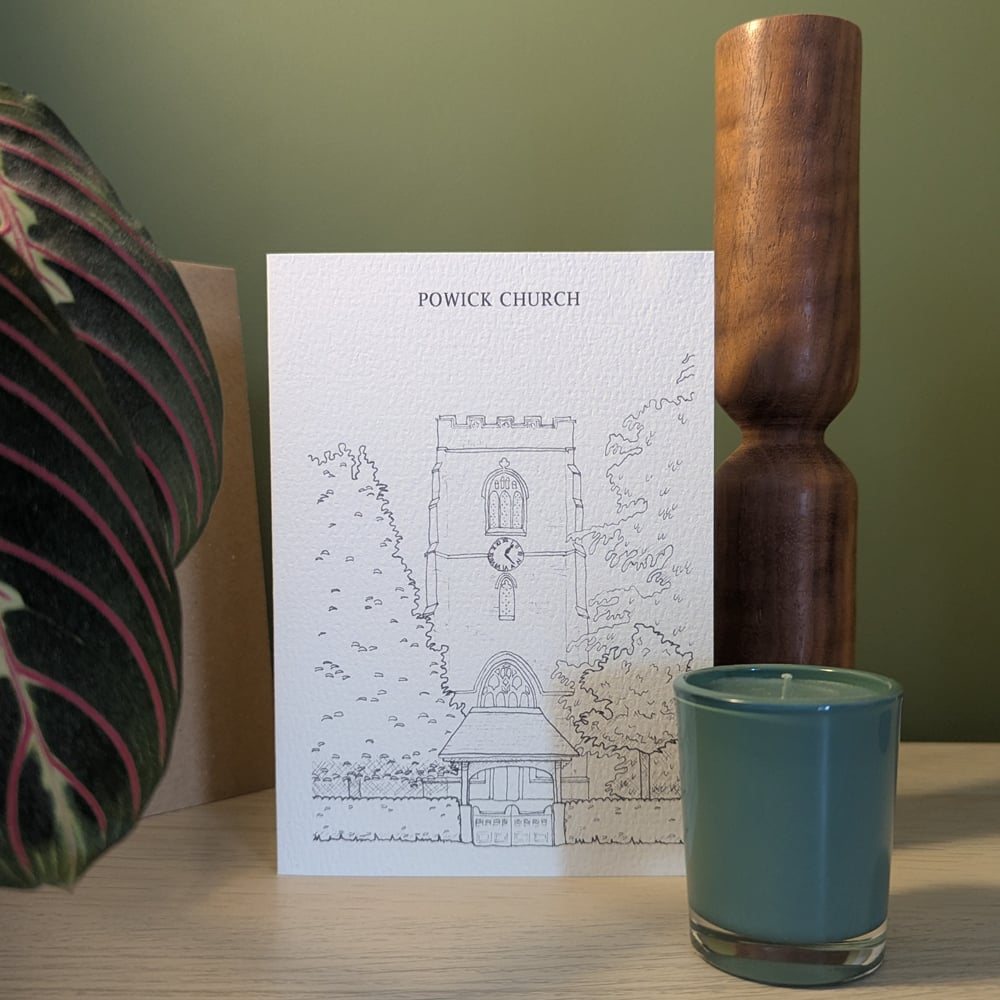 Image of Powick Church line drawing greeting card