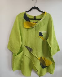 Image 2 of lime green linen collage top