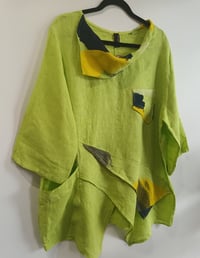 Image 4 of lime green linen collage top