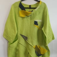 Image 1 of lime green linen collage top
