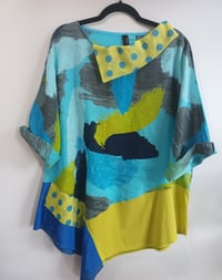 Image 2 of turquoise linen collage tunic