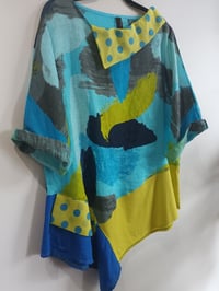 Image 3 of turquoise linen collage tunic