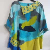 Image 1 of turquoise linen collage tunic