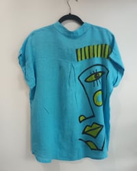 Image 4 of turquoise linen painted top