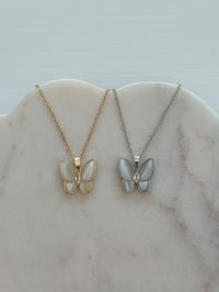 Image 3 of Opalescent Butterfly Necklace (Silver OR Gold)