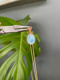 Image 2 of Gold Larimar Oval  Crystal Necklace