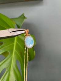 Image 3 of Gold Larimar Oval  Crystal Necklace