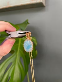 Image 5 of Gold Larimar Oval  Crystal Necklace