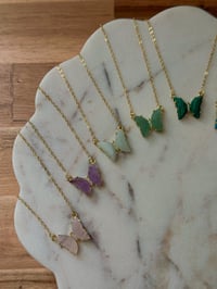 Image 1 of Crystal Butterfly Necklace (Gold)
