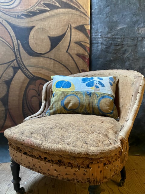 Image of hand marbled cushion - no. 21