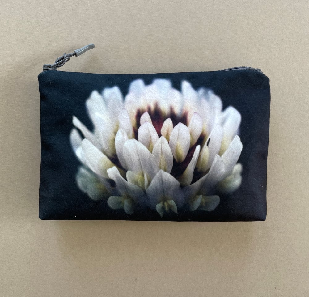 Image of Clover flower, wash bag, make-up, travel zipper pouch