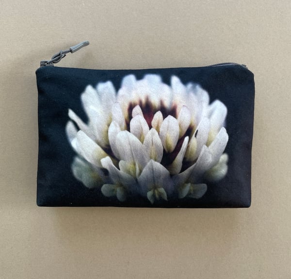 Image of Clover flower, wash bag, make-up, travel zipper pouch