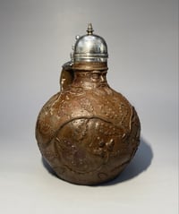 Image 2 of  Sixteenth Century Bartmann Jug with Silver Cover; Cologne,  Maximinenstrasse Workshop, c.1520-1540.