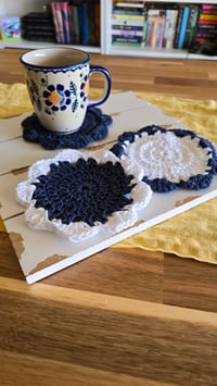 Image 1 of Porcelain - set of 3 crochet coasters 