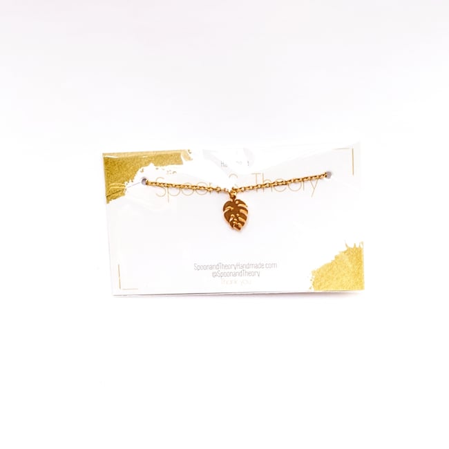 Gold Mini Monstera Necklace 