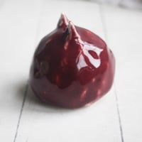 Image 5 of Small Red Ceramic Cat, Handcrafted Cat Sculpture, Indoor Outdoor, Made in USA