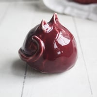 Image 4 of Small Red Ceramic Cat, Handcrafted Cat Sculpture, Indoor Outdoor, Made in USA