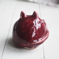 Image 6 of Small Red Ceramic Cat, Handcrafted Cat Sculpture, Indoor Outdoor, Made in USA