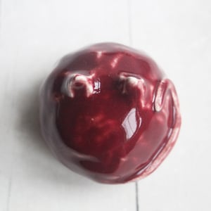 Image of Small Red Ceramic Cat, Handcrafted Cat Sculpture, Indoor Outdoor, Made in USA