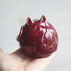 Image of Small Red Ceramic Cat, Handcrafted Cat Sculpture, Indoor Outdoor, Made in USA